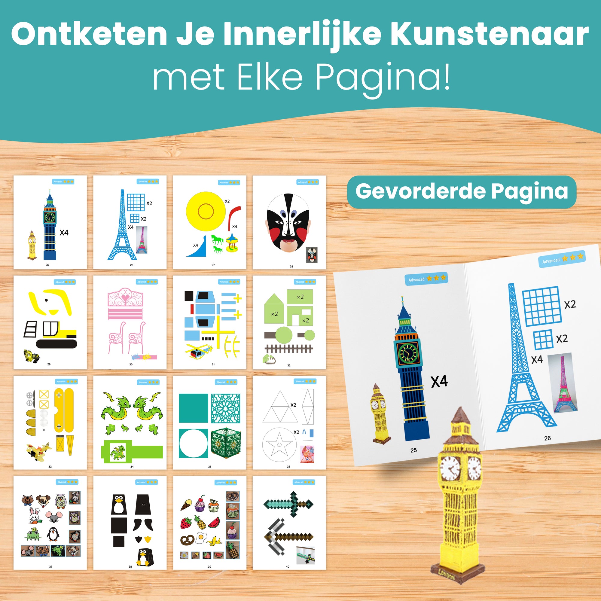 Livro de desenho com caneta 3D XXL - 40 Modelos