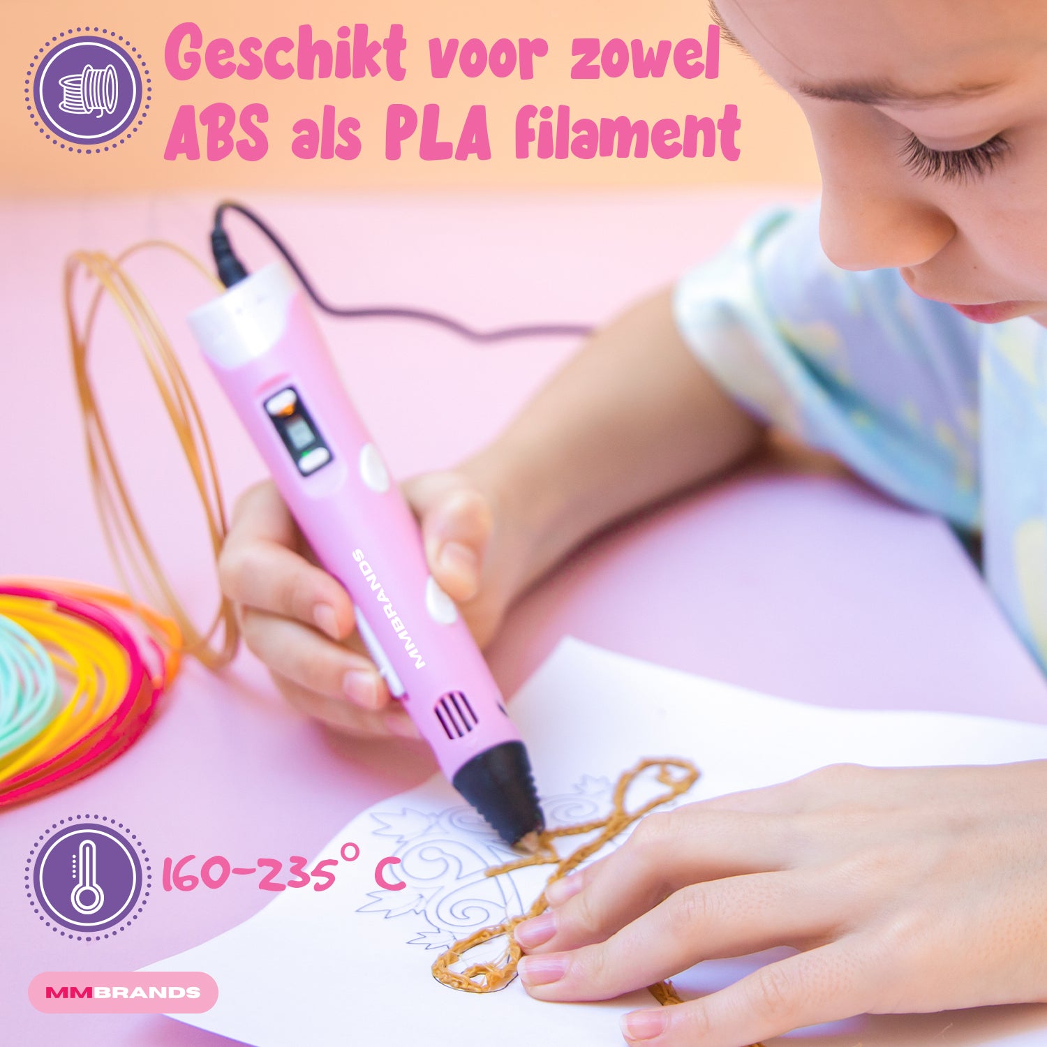 3D Pen Starterspakket - 100M Filament - 10 Kleuren - Roze