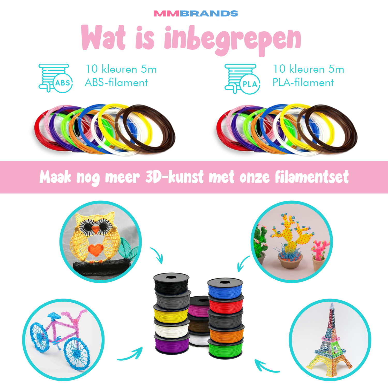 Filament Navulling - 100m - 10 Kleuren